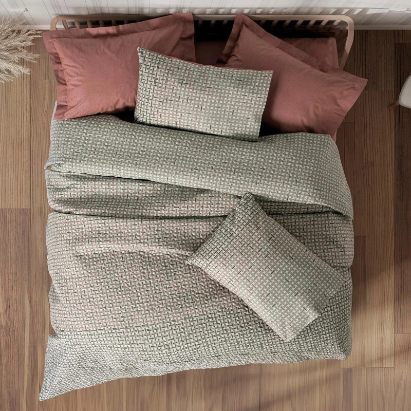 سرویس روتختی دو نفره 4 تکه کاتن باکس مدل Complete Set Petite Mote Kiremit C.K+FTT