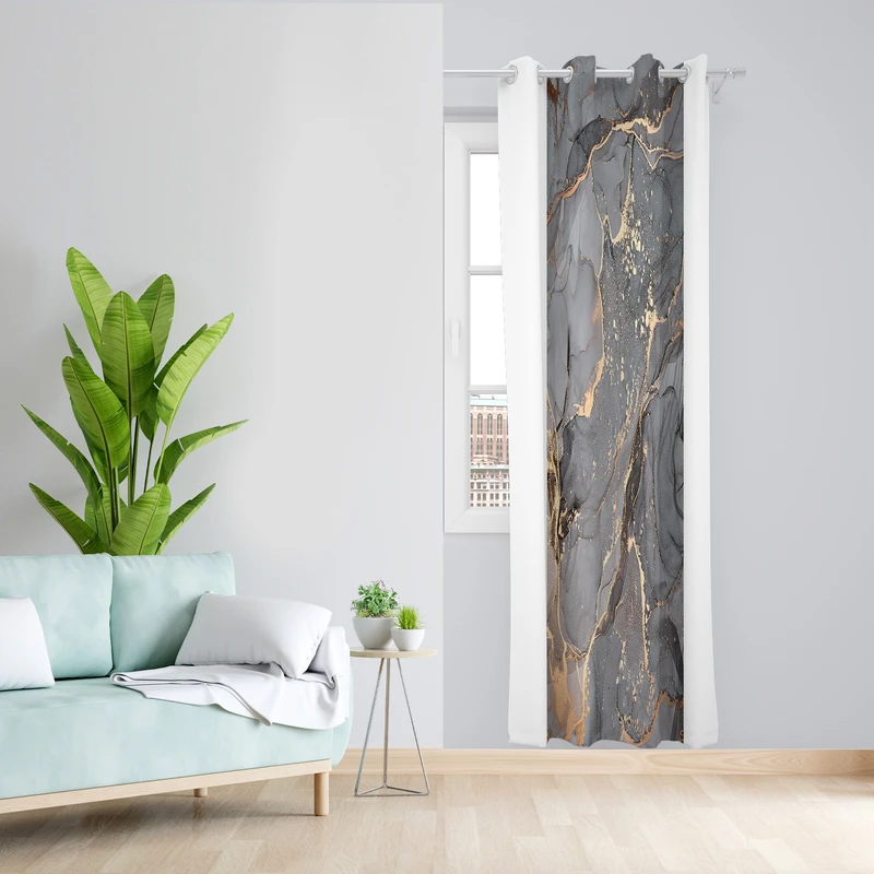 پرده طرح سنگی مدل مخمل پانچی کد 2_4141 W سایز 140x200 سانتی متر