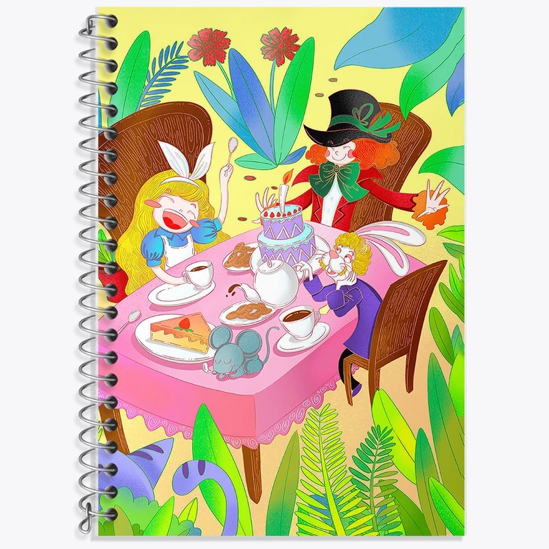 دفتر زبان 50 برگ خندالو مدل سه خط طرح آلیس در سرزمین عجایب کد F1