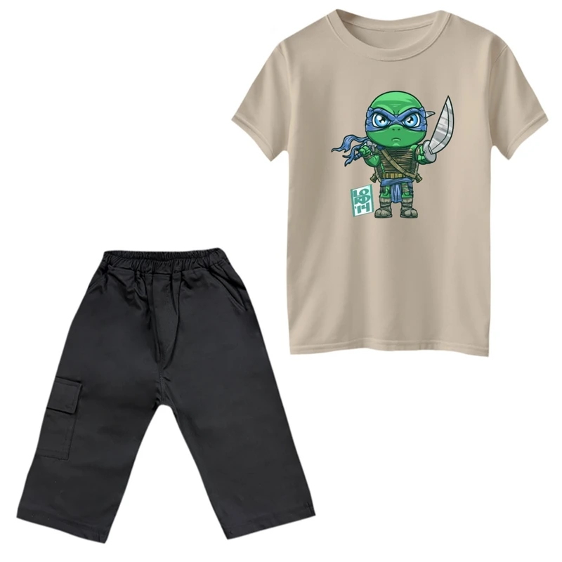 ست تی‌شرت و شلوارک پسرانه مدل لاکپشت های نینجا کد 4