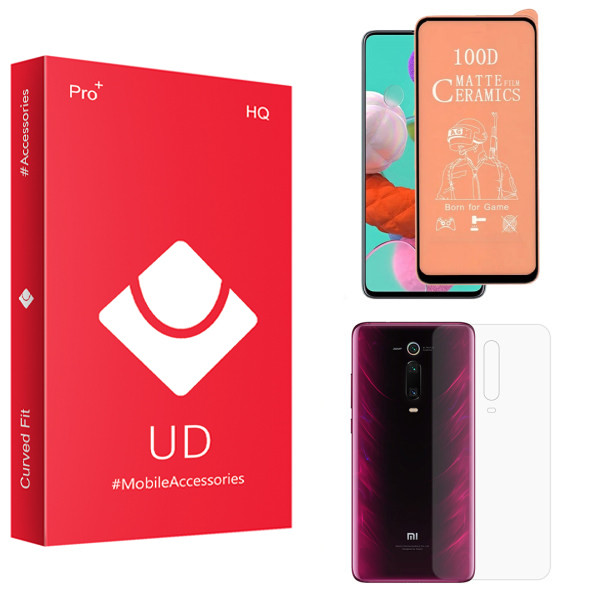 محافظ صفحه نمایش سرامیکی مات یو دی مدل HQ مناسب برای گوشی موبایل شیائومی Redmi K20 Pro به همراه محافظ پشت گوشی