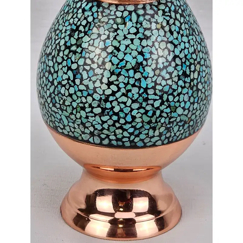 گلدان فیروزه کوبی مسی کد 16c