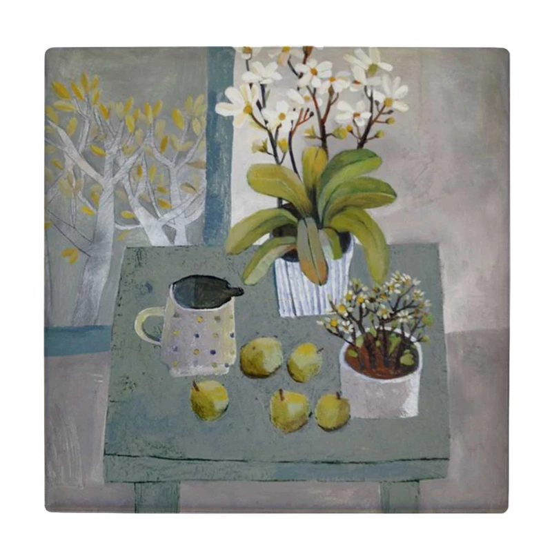  زیر لیوانی طرح نقاشی گلدان گل و گلابی کد    4074943_2833