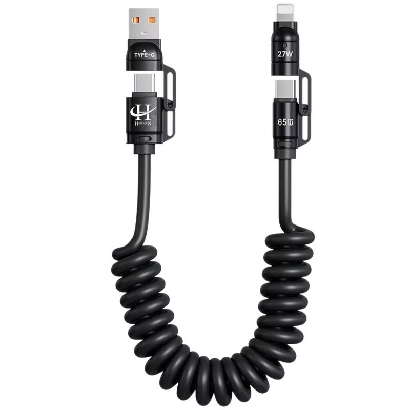 کابل تبدیل USB/USB-C به لایتنینگ/USB-C هارمن مدل SUPERFAST65W 4IN1 طول 1.5 متر
