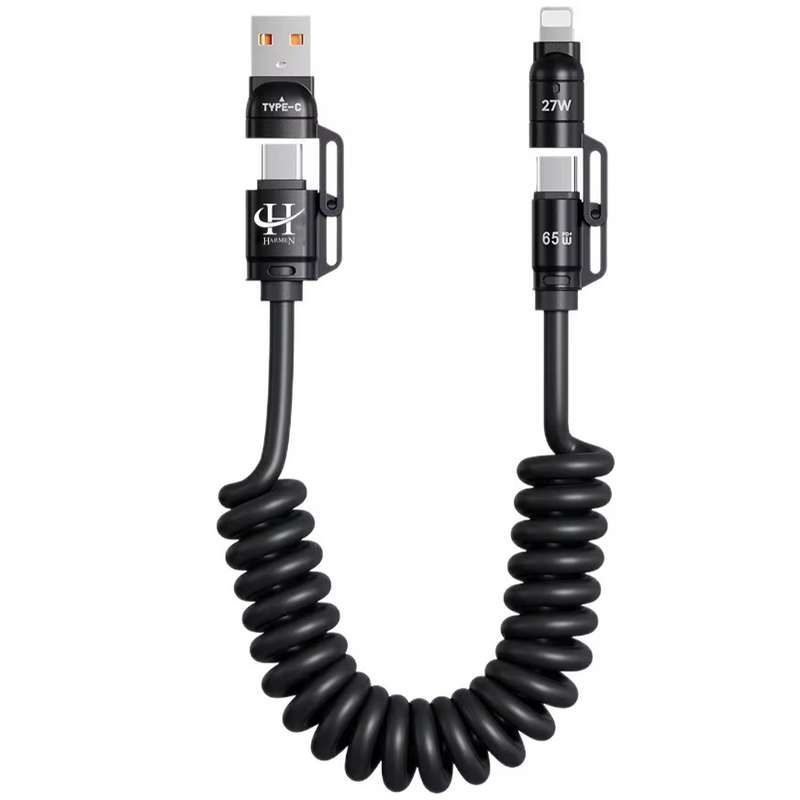 کابل تبدیل USB/USB-C به لایتنینگ/USB-C هارمن مدل SUPERFAST65W 4IN1 طول 1.5 متر کابل تبدیل USB/USB-C به لایتنینگ/USB-C هارمن مدل SUPERFAST65W 4IN1 طول 1.5 متر