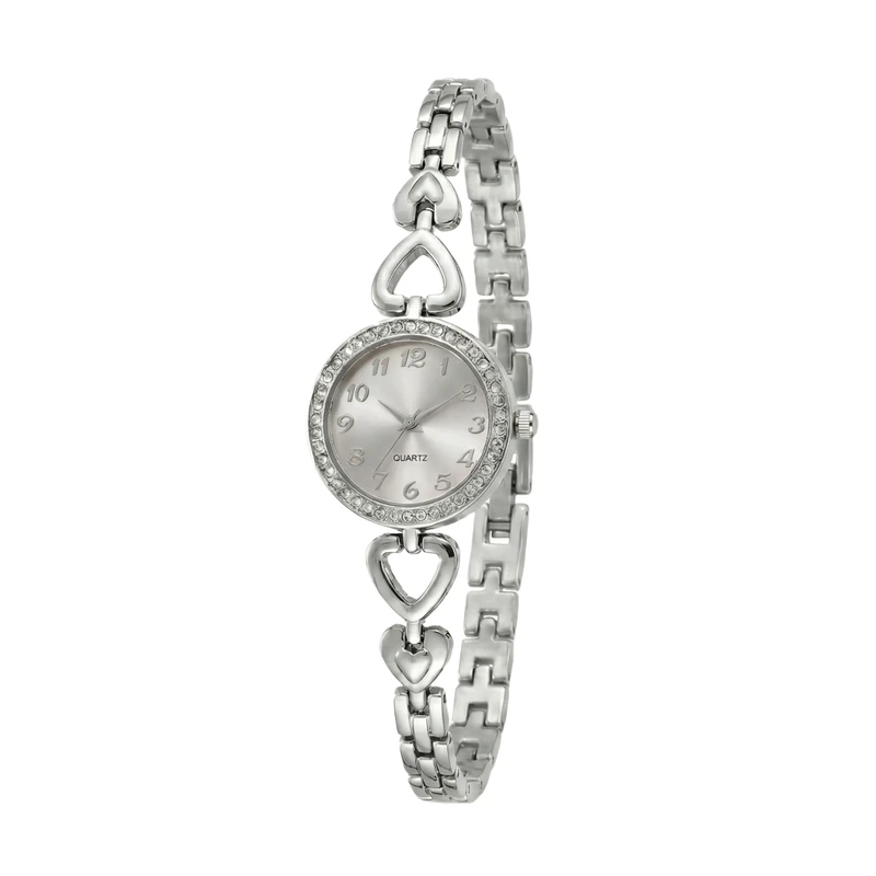 ساعت مچی عقربه‌ای کوارتز زنانه مدل لوکس مینیمال بند دستبندی طرح قلب کد ۳