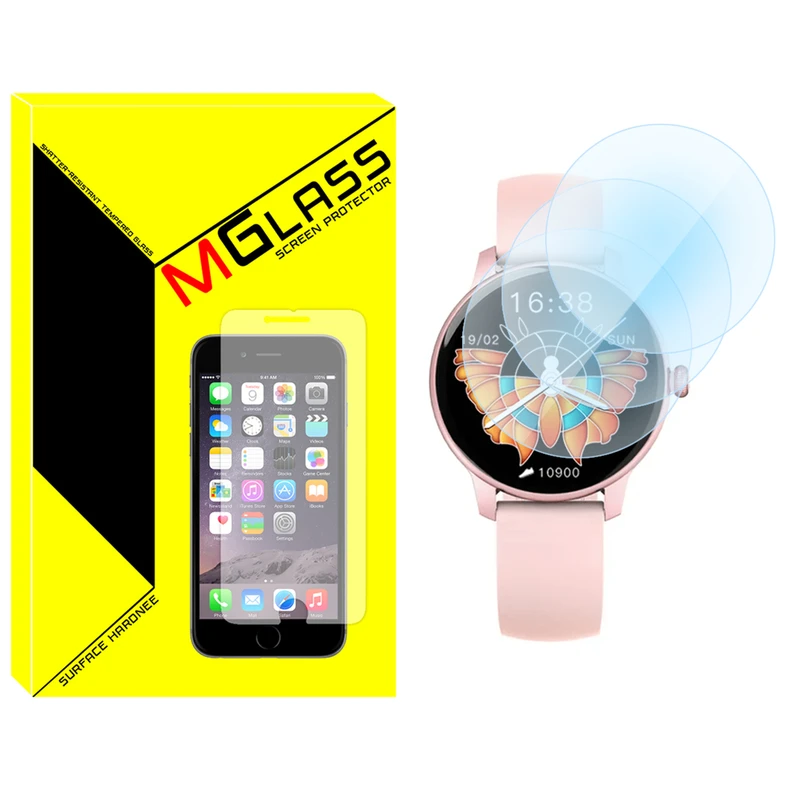 محافظ صفحه نمایش شیشه‌ای ام‌گلس مدل Glass-MG مناسب برای ساعت هوشمند ایمیلب W11 بسته سه عددی