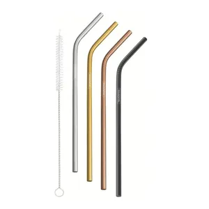 نی نوشیدنی ترامونتینا مدل Multicolor بسته 4 عددی به همراه برس شستشو