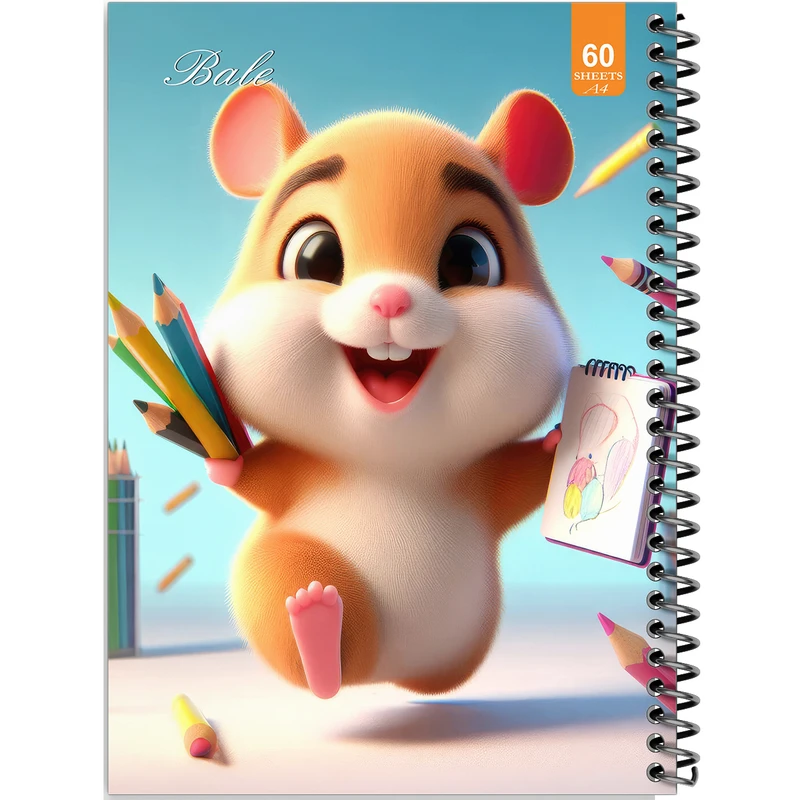 دفتر نقاشی 60 برگ انتشارات بله طرح فانتزی موش هنرمند کد A4-O241