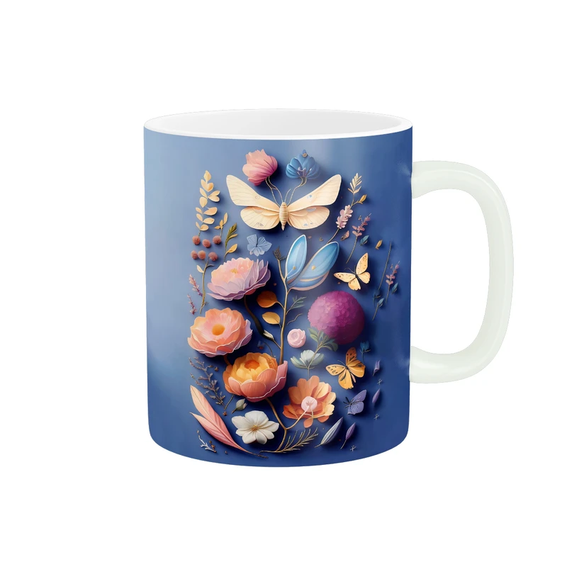 ماگ زیگورات مدل گل و پروانه کد 1095