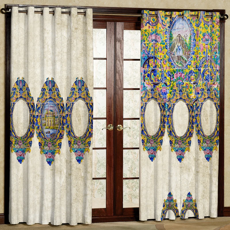 پرده مدل کاشی خونه هازان پانچی کد 4583a سایز 140x200 سانتی متر