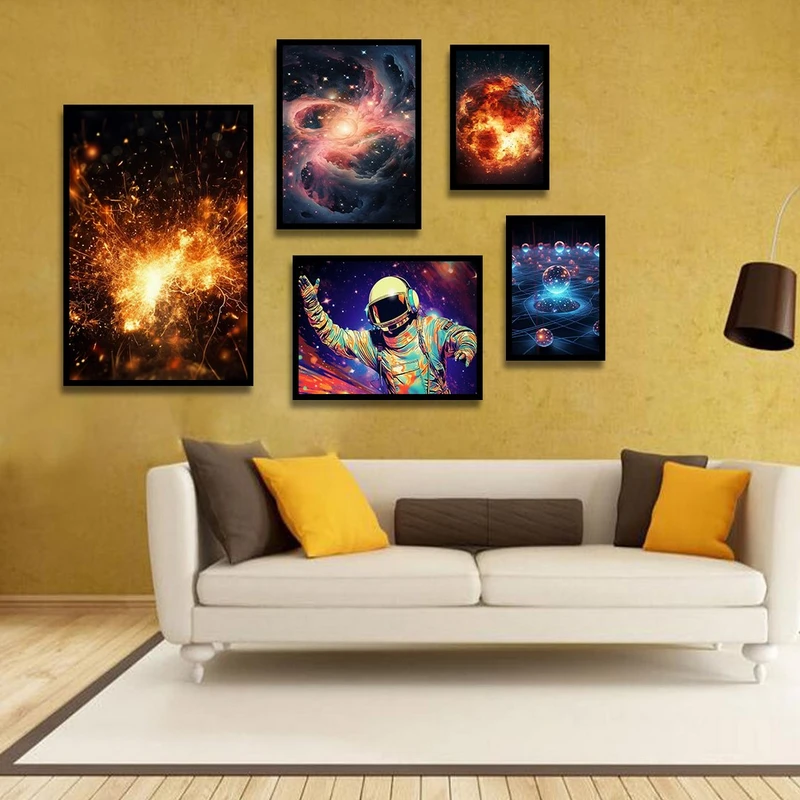 تابلو بکلیت طرح دکوراتیو فضاو کهکشان مدل B-1264 مجموعه 5 عددی