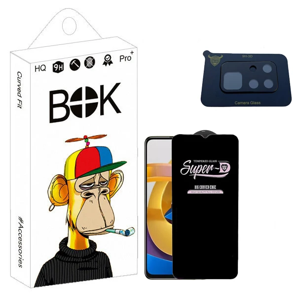 محافظ صفحه نمایش بوک مدل SuperD Guard مناسب برای گوشی موبایل شیائومی poco m4 pro 5g به همراه محافظ لنز دوربین 3D