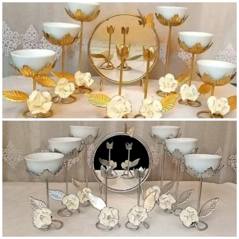 مجموعه ظروف هفت سین 9 پارچه مدل گل و برگ