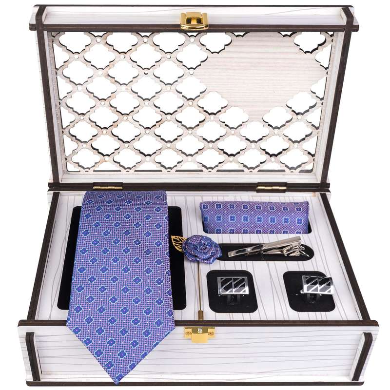 ست کراوات و دستمال جیب و دکمه سردست و گل کت مردانه جیان فرانکو روسی مدل GF-PO736RE-BOX 