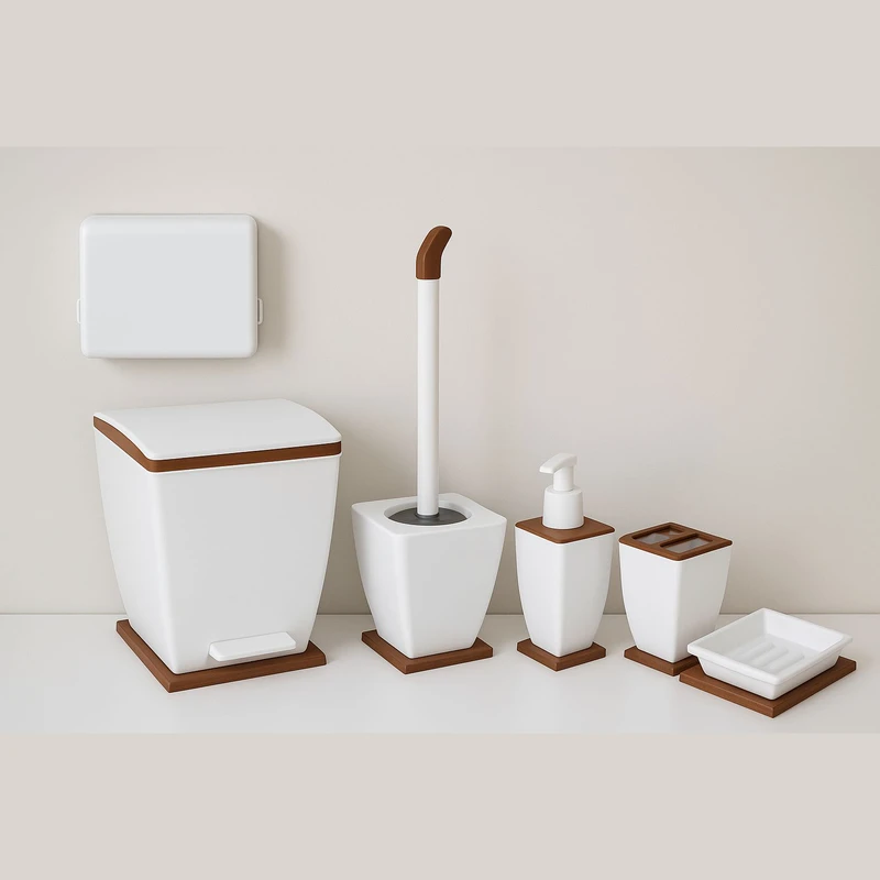 عکس شماره 2 : ست سرویس بهداشتی 6 تکه هارمونی مدل آوا طرح چوب