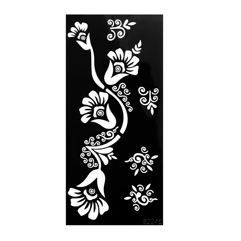 شابلون تتو موقت مدل برگ و گل کد 17