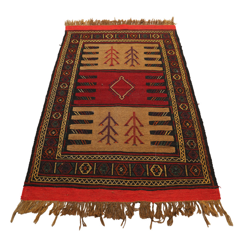 گلیم دستبافت یک و نیم متری مدل سفره کردی کد 40204125