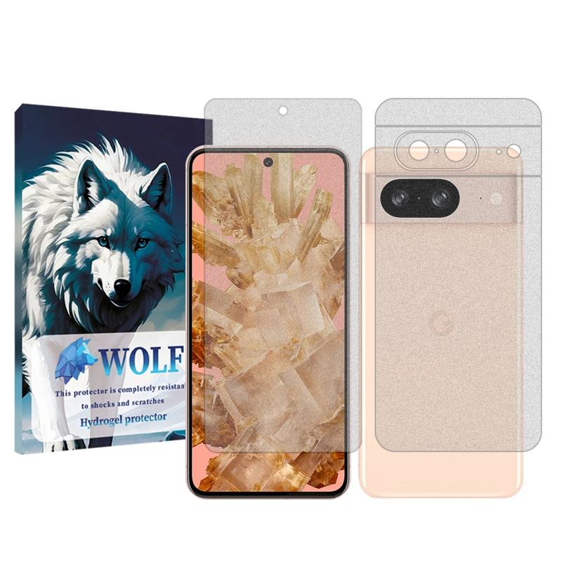 محافظ صفحه نمایش شفاف ولف مدل Tough مناسب برای گوشی موبایل گوگل Pixel 8 به همراه محافظ پشت گوشی