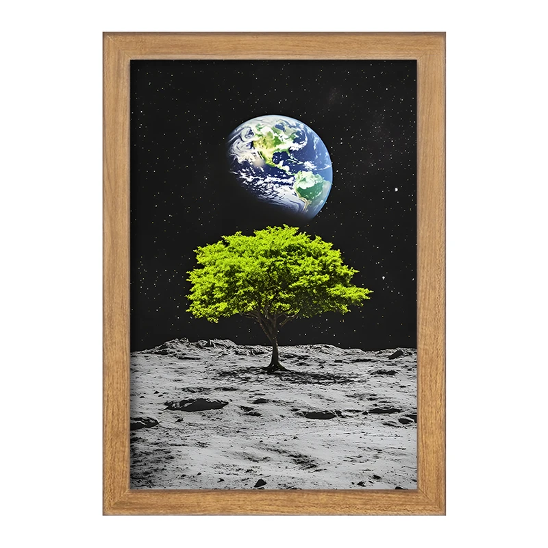 تابلو خندالو مدل درخت و کره زمین کد F12097