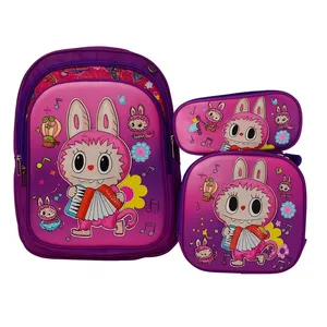 کوله پشتی مدرسه مدل لبوبو به همراه کیف غذا و جامدادی