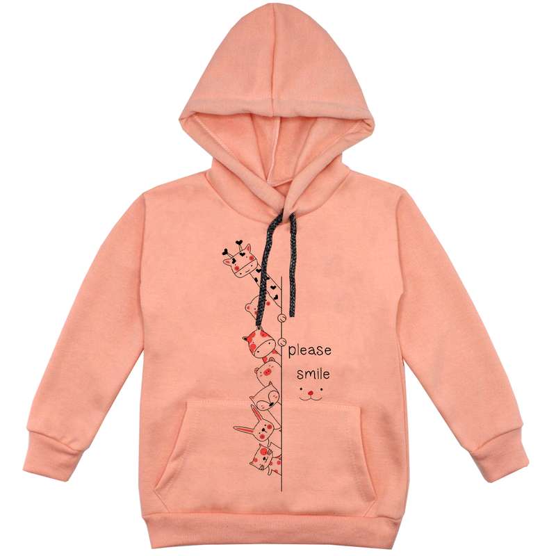 هودی پسرانه مدل  حیوانات کد F57 رنگ گلبهی