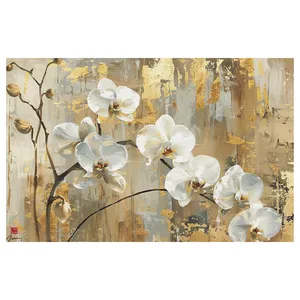 فرش پارچه‌ای مدل فرشینه طرح نقاشی گل انتزاعی کد AR3059745