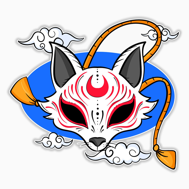 استیکر لپ تاپ و موبایل بووم طرح روباه انیمه مدل Kitsune کد MM80