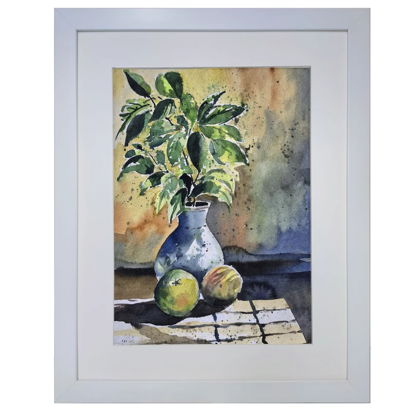 تابلو نقاشی آبرنگ به سبک امپرسیونیسم طرح گلدان گل کد 199