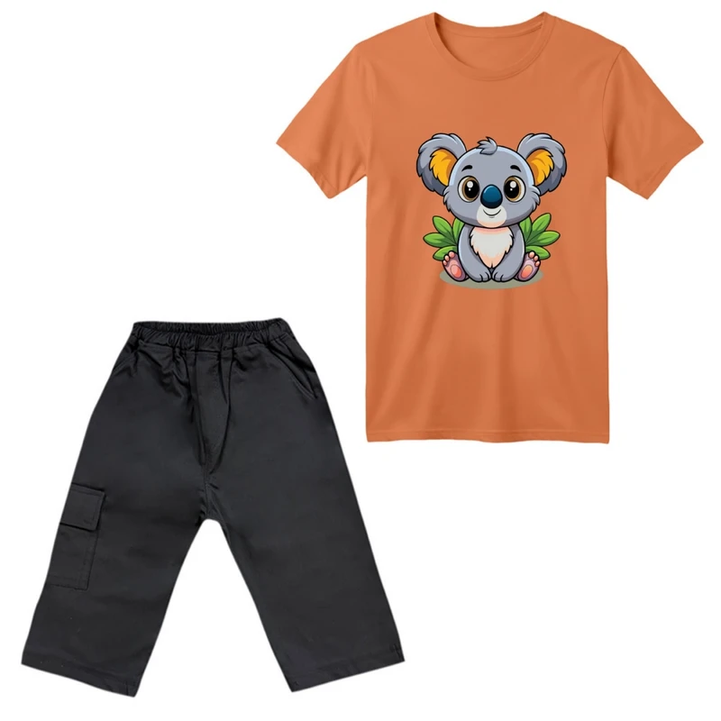 ست تی‌شرت آستین کوتاه و شلوارک پسرانه مدل کووالا کد 02