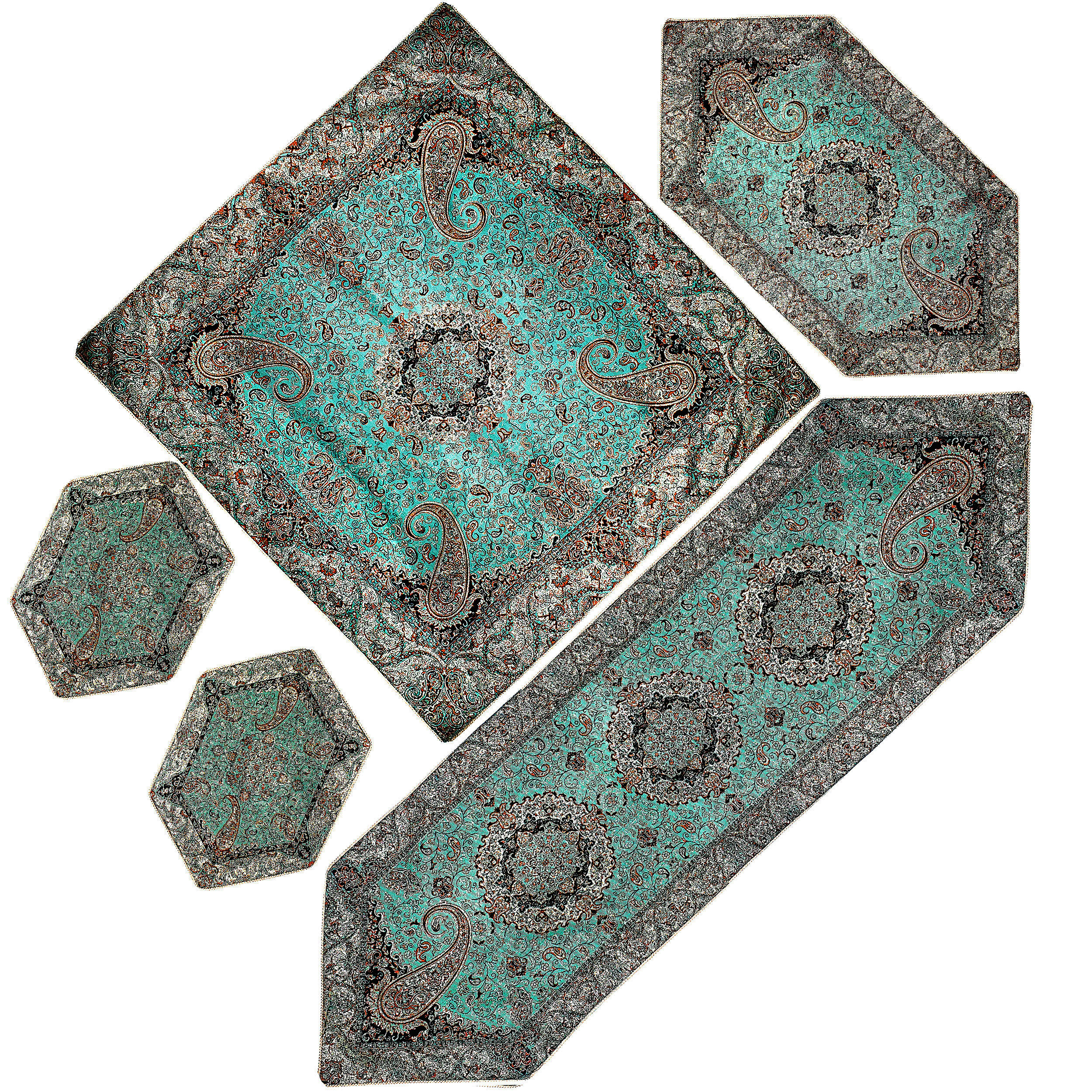 ست 5 تکه رومیزی ترمه مدل شیوا کد R23