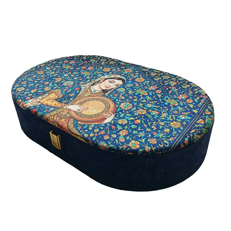 جعبه هدیه مدل oval-1 طرح دختر دف زن