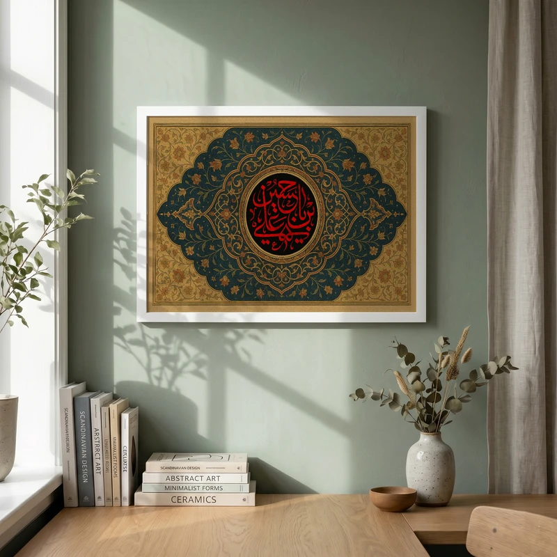 تابلو طرح یا حسین مدل G15556 فریم سفید