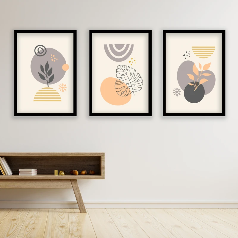 تابلو مدل مینیمال دکوراتیو کد LA-G3060 مجموعه 3 عددی