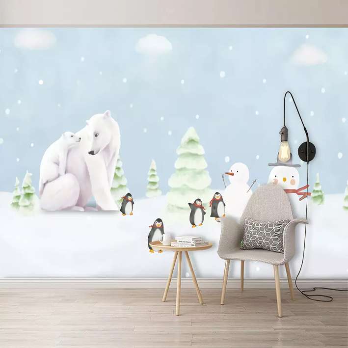 پوستر دیواری اتاق کودک مدل زمستان آدم برفی DVRF1581