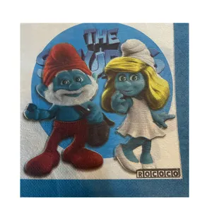 دستمال سفره روکوکو طرح اسمورف کد 6 بسته 10 عددی