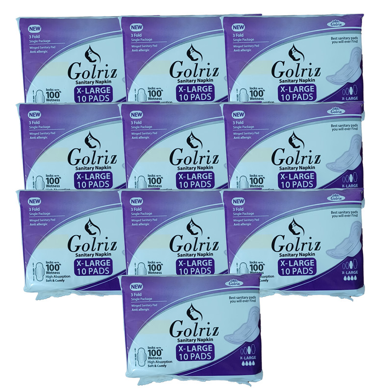 نوار بهداشتی گلریز مدل C10 سایز خیلی بزرگ مجموعه 10 عددی
