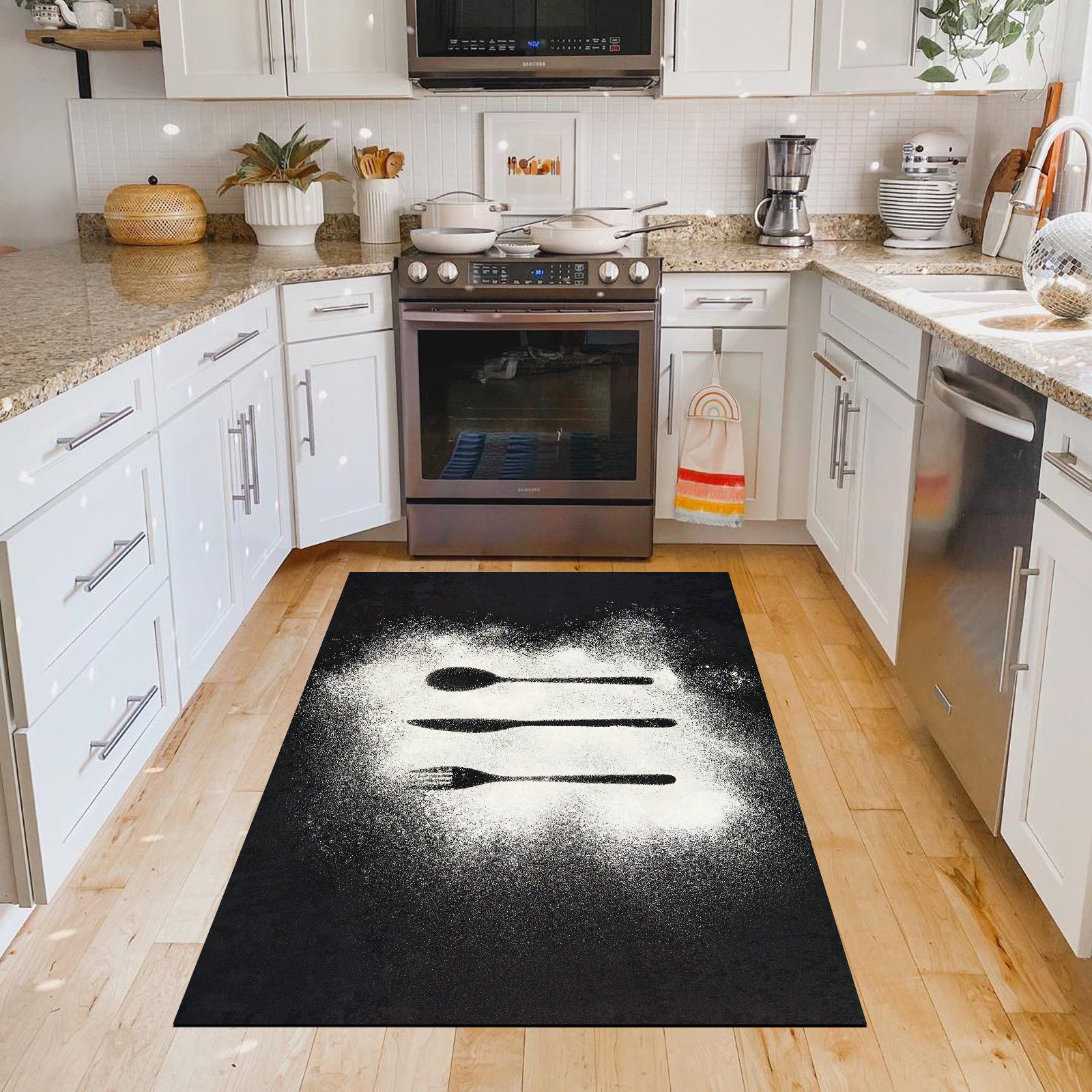 فرش پارچه ای مدل آشپزخانه طرح فانتزی میزبان کد 6016