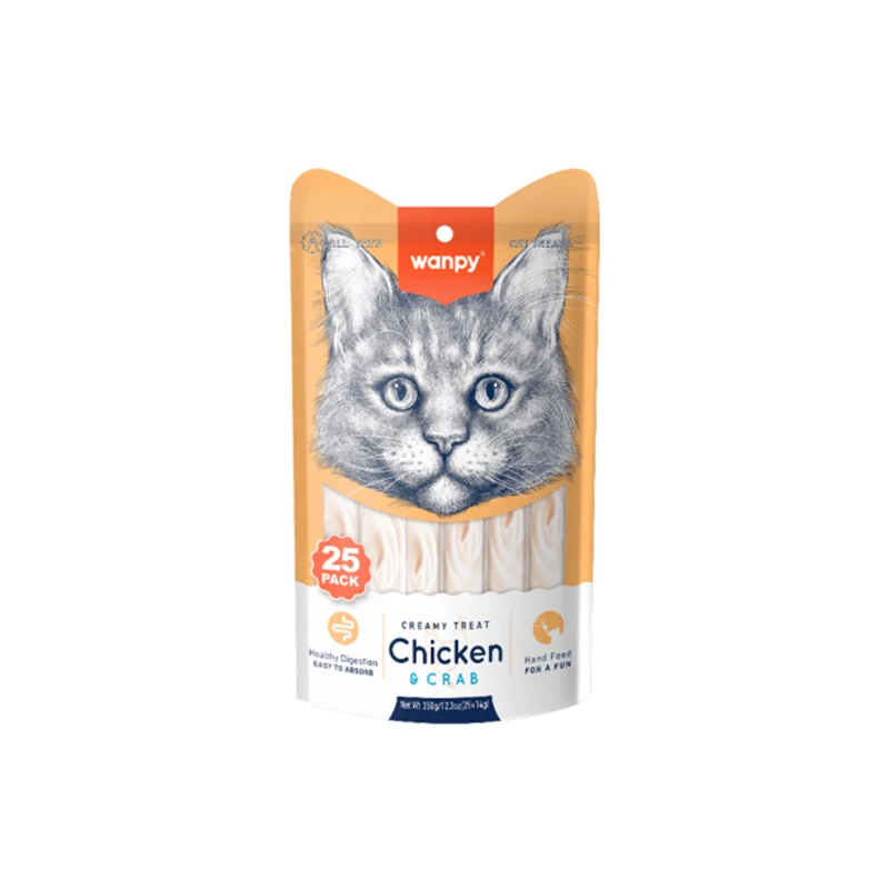 بستنی گربه ونپی مدل Creamy Treat طعم مرغ و خرچنگ وزن 350 گرم