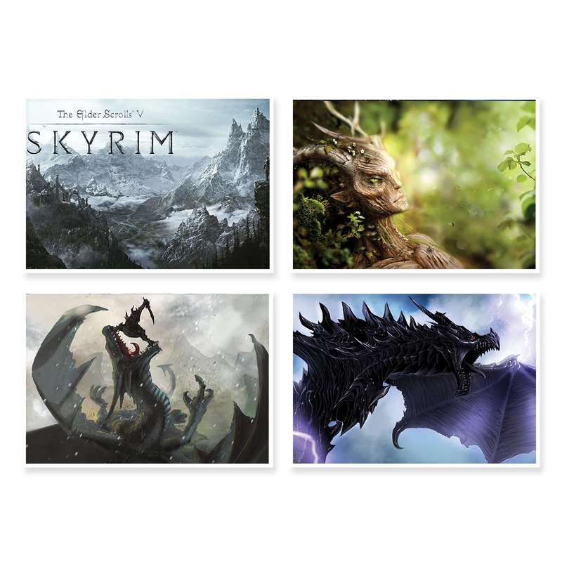 پوستر طرح بازی Skyrim کد A-1665 مجموعه 4 عددی