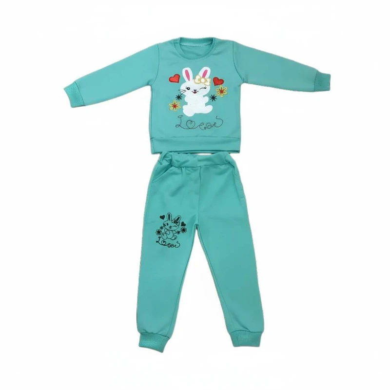 ست سویشرت و شلوار راحتی دخترانه مدل خرگوش  تکه دوزی کد 0032