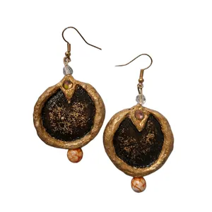 گوشواره دست دوز زنانه مدل  پاپیه ماشه و چوب کد 021