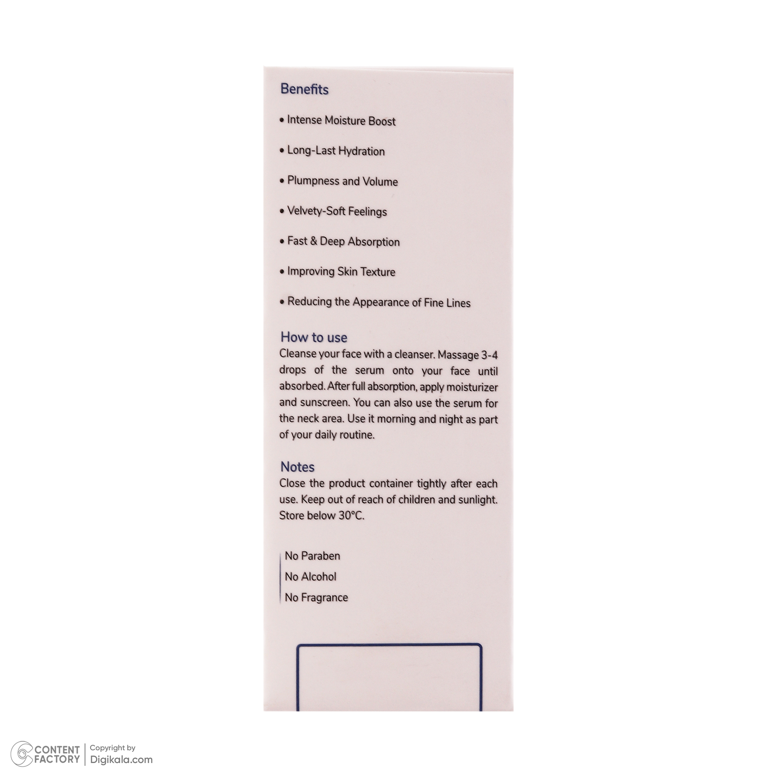 سرم آبرسان صورت والبنور مدل هیالورونیک اسید مناسب برای انواع پوست حجم 30 میلی لیتر