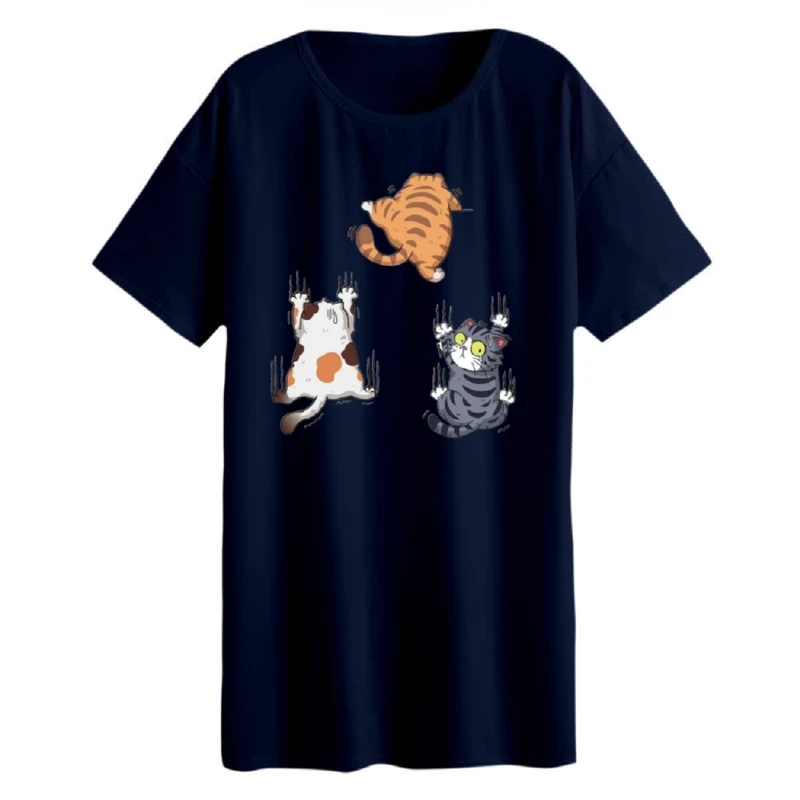 تی شرت لانگ زنانه مدل گربه های فراری