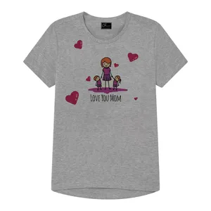 تی شرت دخترانه مدل مادر  کد J94 رنگ طوسی