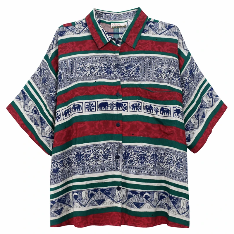 شومیز آستین کوتاه یقه برگردان زنانه مدل 38118