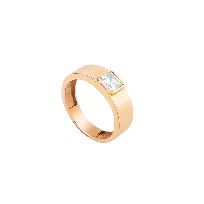 انگشتر طلا 18 عیار مردانه گالری شیدا مجد مدل مربع تک نگین زیرکن