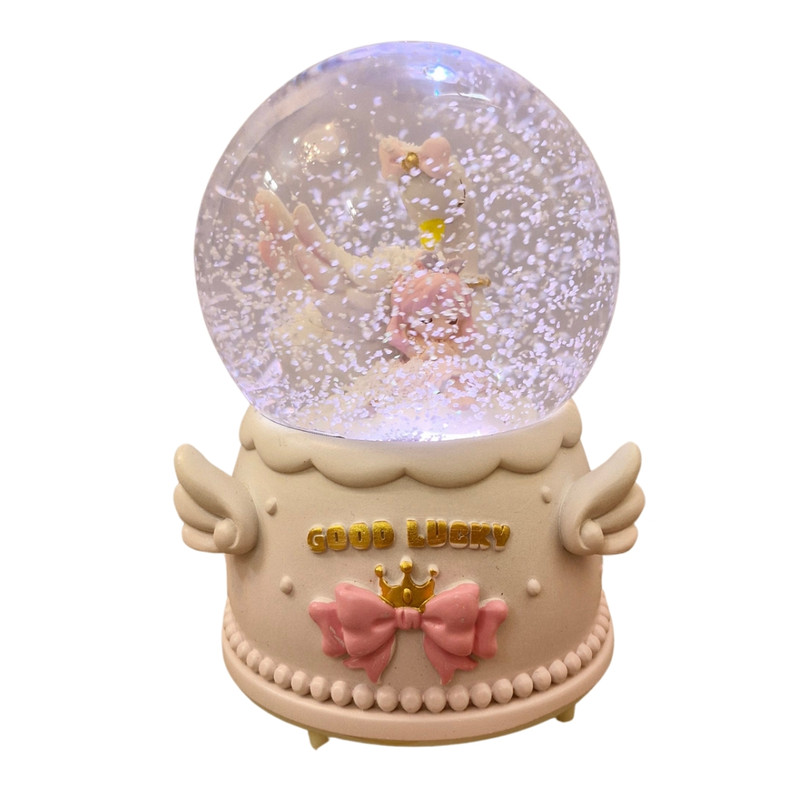 گوی موزیکال مدل پمپی قو و دختر طرح Lucky کد A02