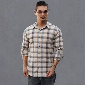 پیراهن آستین بلند یقه برگردان مردانه مدل 1208-007