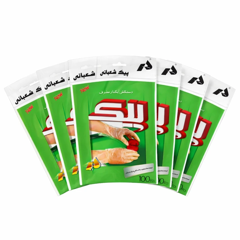 دستکش یکبار مصرف پیک شعبانی کد P6 شش بسته 100 عددی